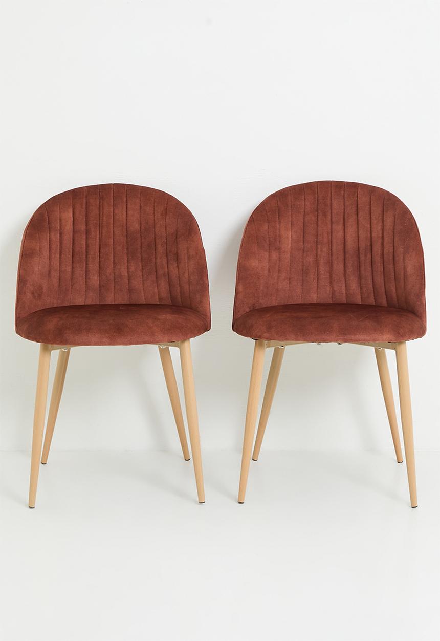 Sixth Floor - Pluto velvet dining set of 2 - rust & natural