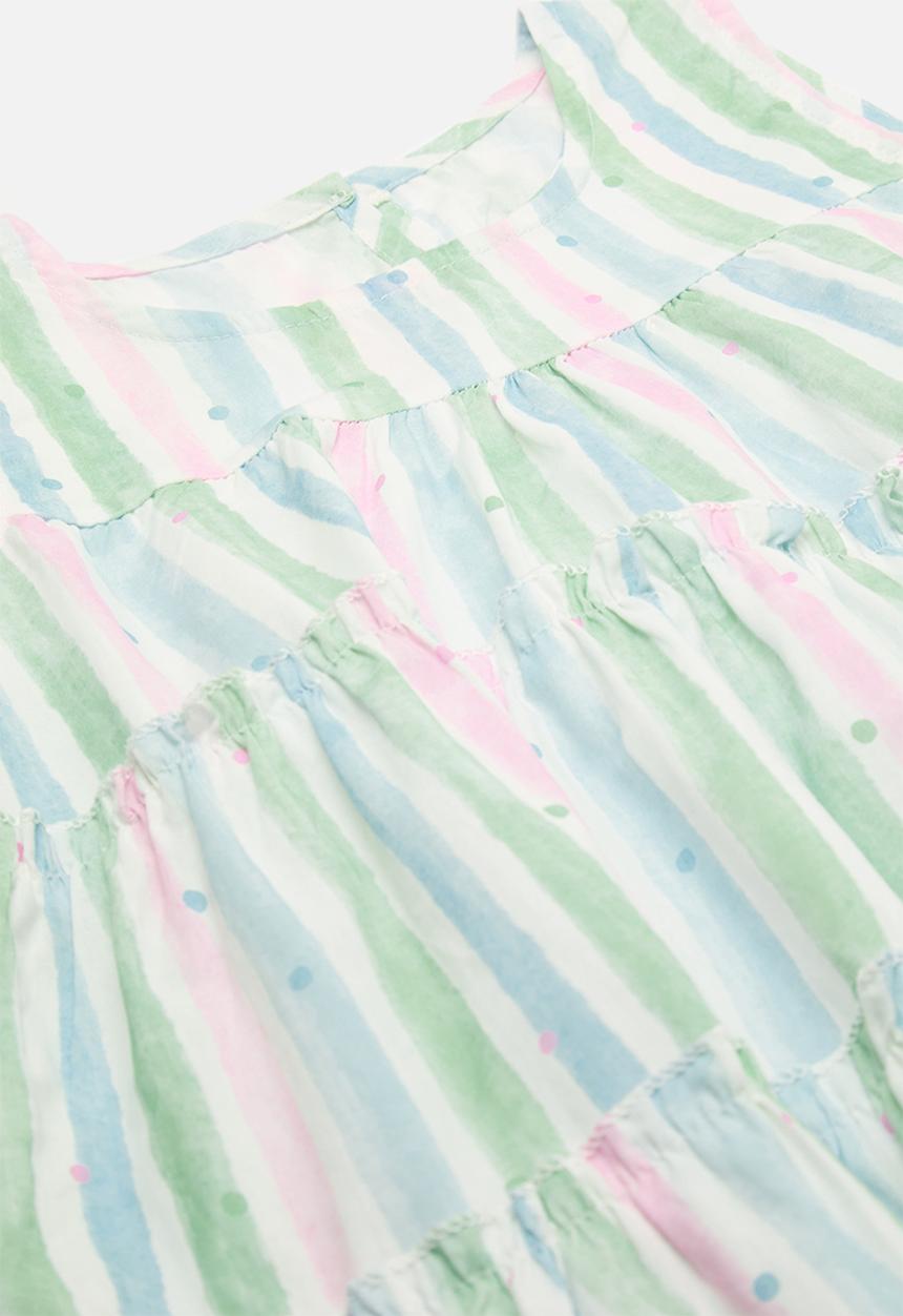 Pop Candy - Candy striped dress with sun hat - green multicolour