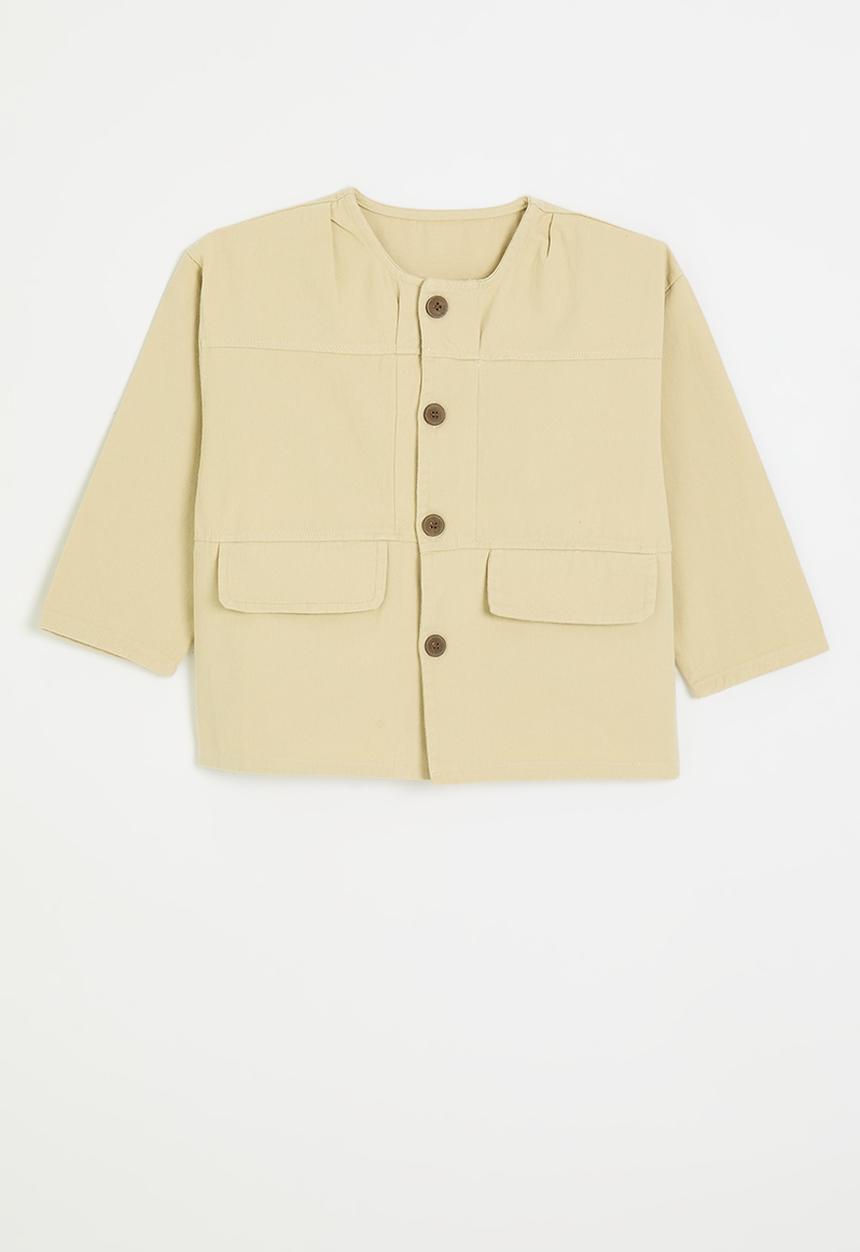 Pop Candy - Button down co-ord top - wheat brown