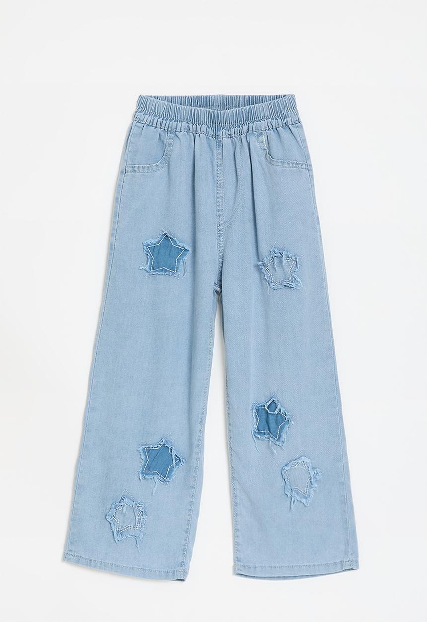 Pop Candy - Applique star wide leg jeans - blue