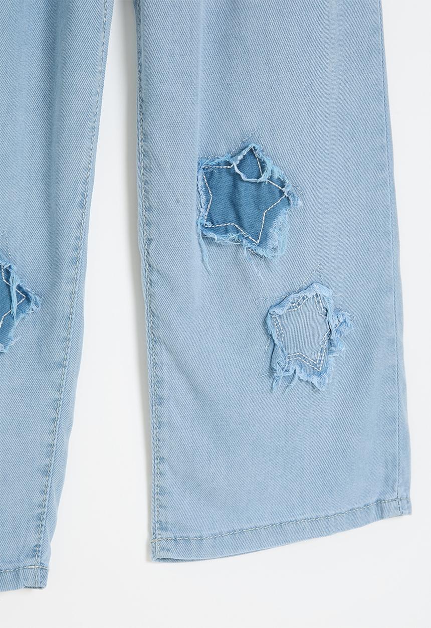 Pop Candy - Applique star wide leg jeans - blue