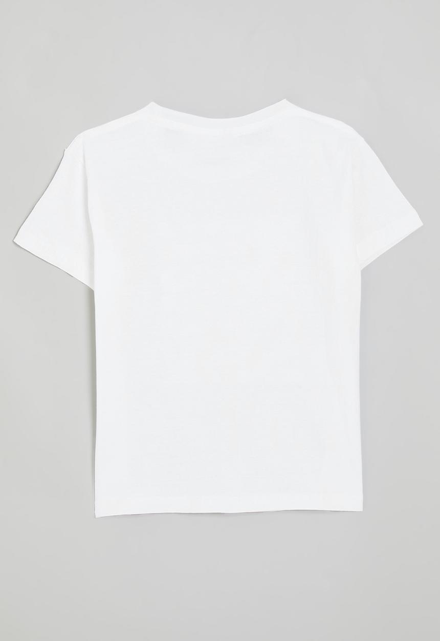 Pop Candy - Retro floral all-over print tee - white/yellow checkerboard