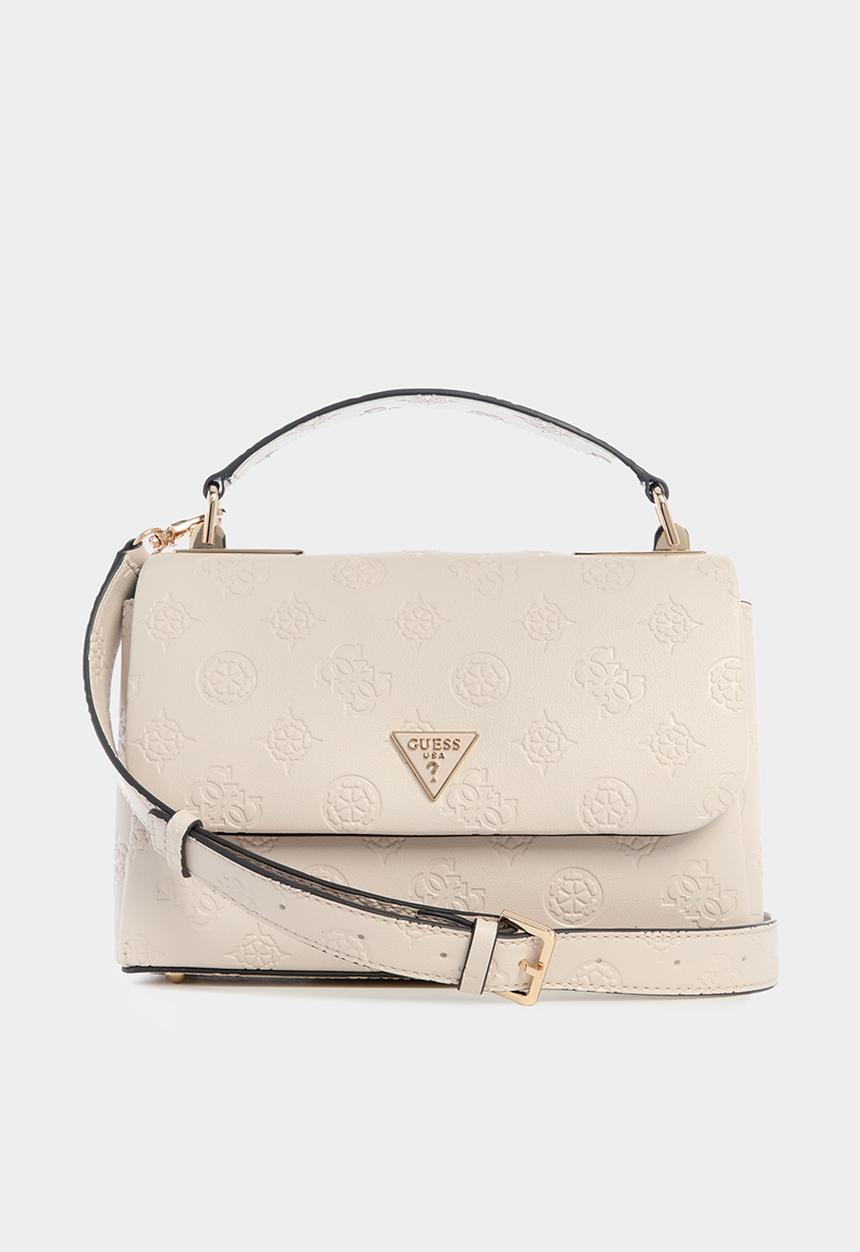 GUESS - Tisha Top Handle Flap Bag - Stone