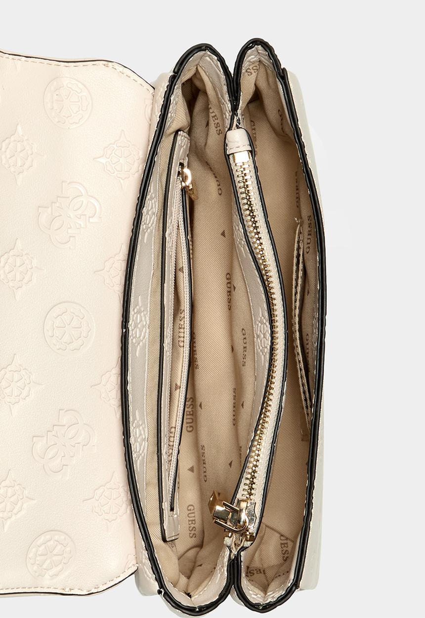 GUESS - Tisha Top Handle Flap Bag - Stone