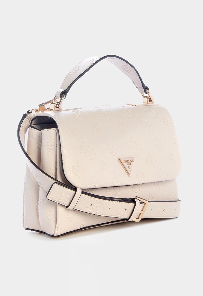 GUESS - Tisha Top Handle Flap Bag - Stone