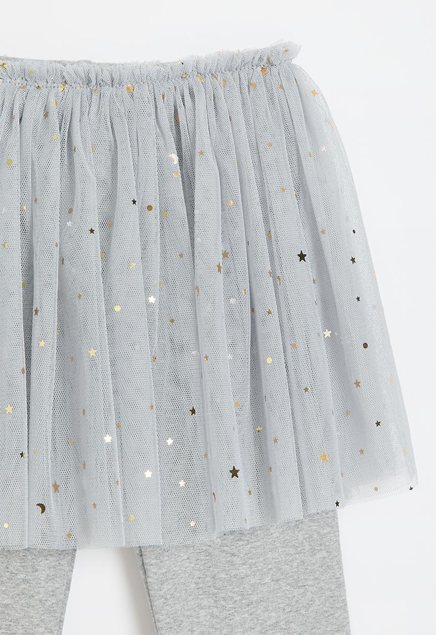 Pop Candy - Star & moon tulle skirt leggings - grey