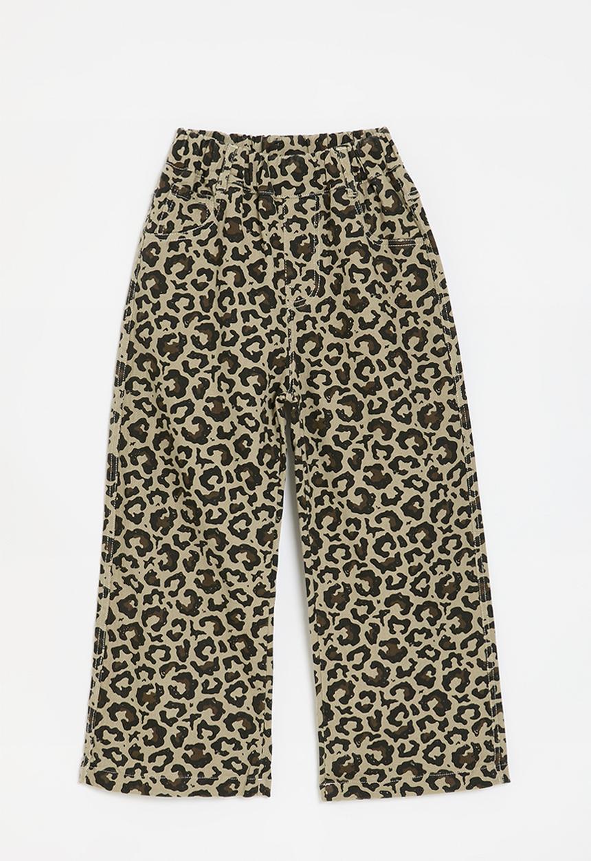 Pop Candy - Wide leg jeans with elasticated waist - beige/leopard print