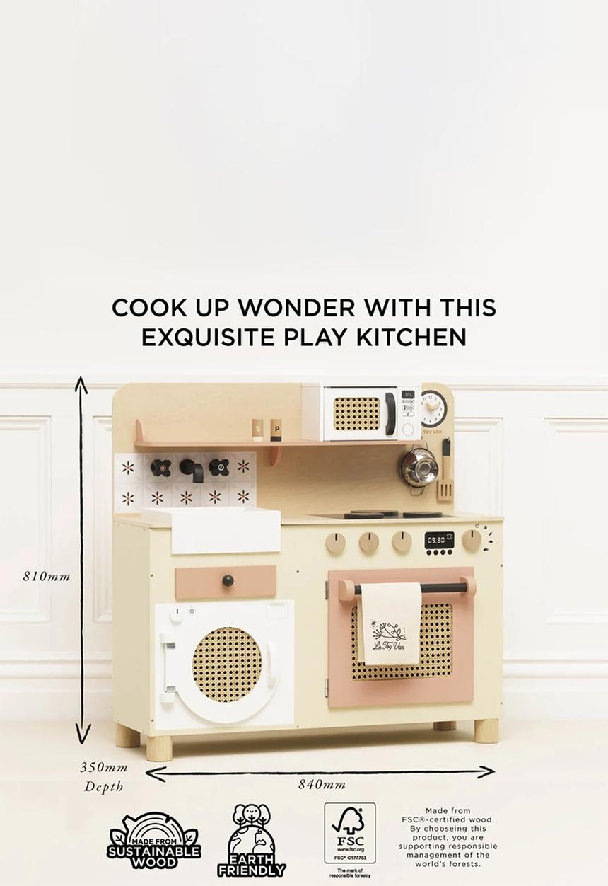 Le Toy Van - Family Size Rattan Wooden Play Kitchen - ecru