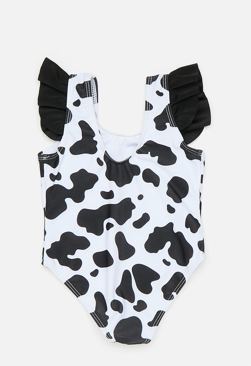Pop Candy - Cow print one piece swimsuit - black/white