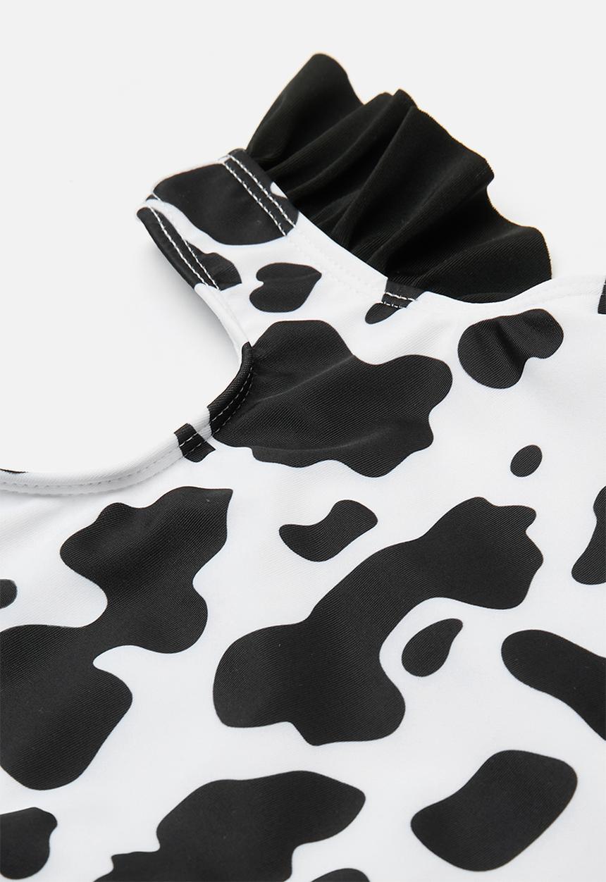 Pop Candy - Cow print one piece swimsuit - black/white