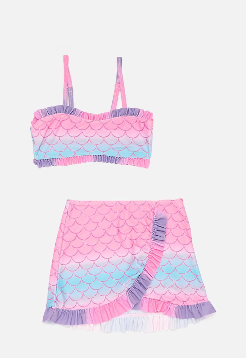 Pop Candy - Scale all-over print retro bikini with skirt - multicolour
