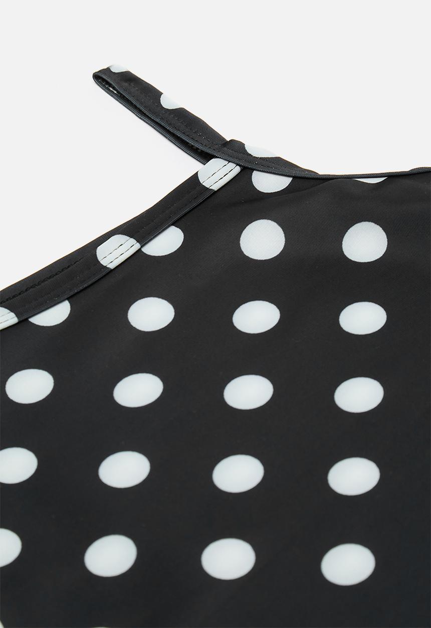 Pop Candy - Baby swimsuit with adjustable tie swim cap - black/polka dots