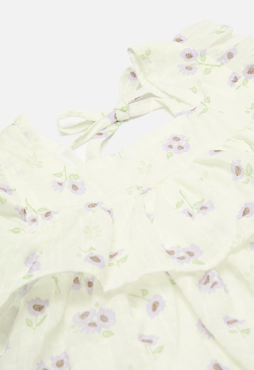 Pop Candy - Purple floral tiered dress with tulle bow sun hat - multi