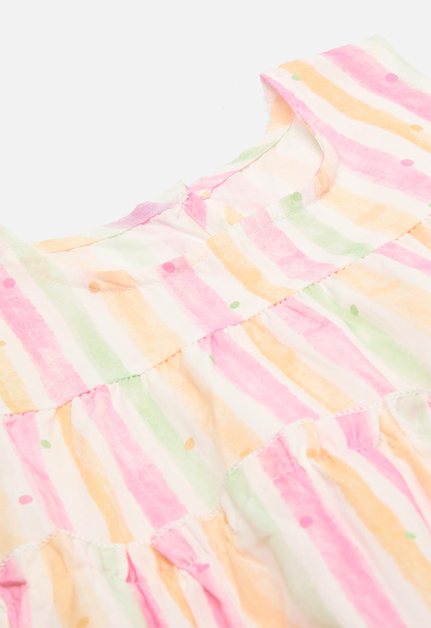 Pop Candy - Candy striped dress with sun hat - pink multicolour