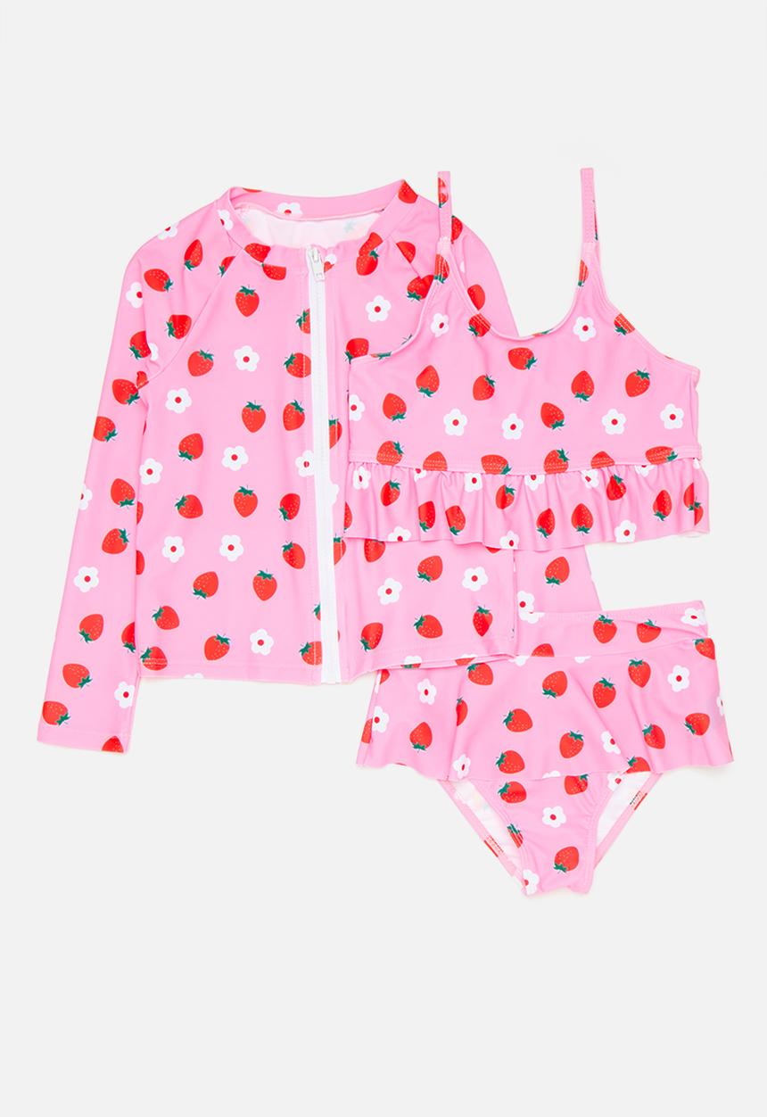 Pop Candy - Tankini with skirted bottom & rash vest - pink/aop