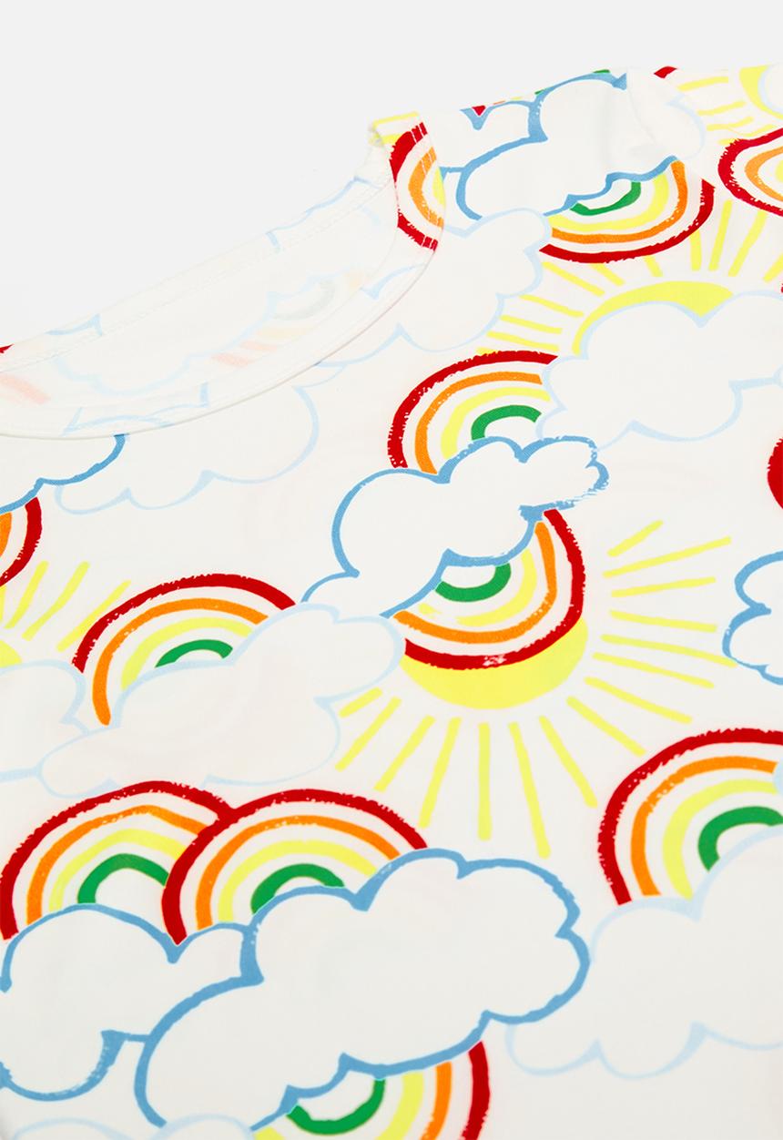 Pop Candy - Sunshine and rainbows all-over print pj top & shorts - white