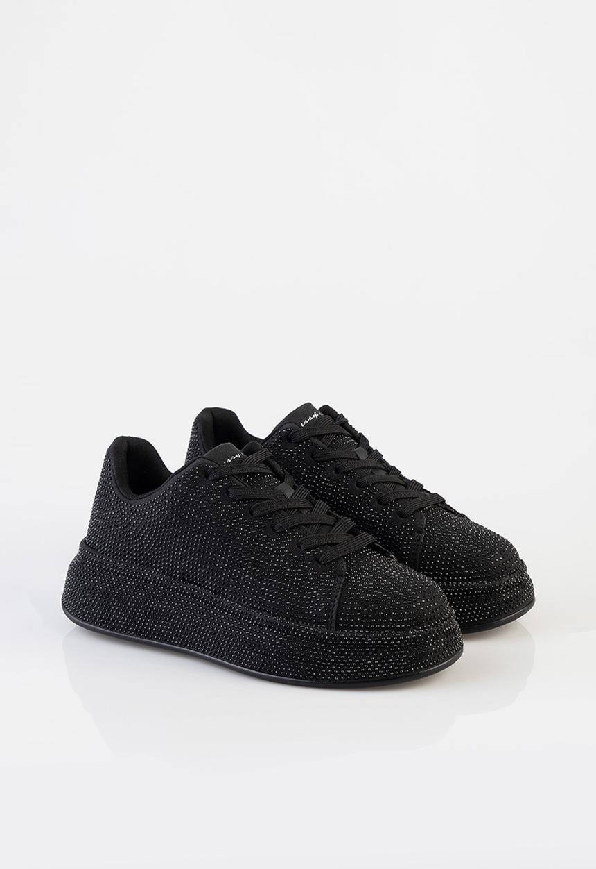 SISSY BOY - Emblazon all over diamante sneaker - black