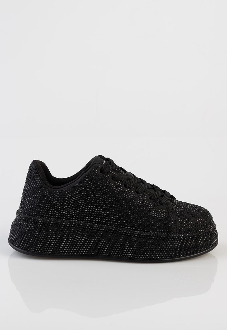 SISSY BOY - Emblazon all over diamante sneaker - black