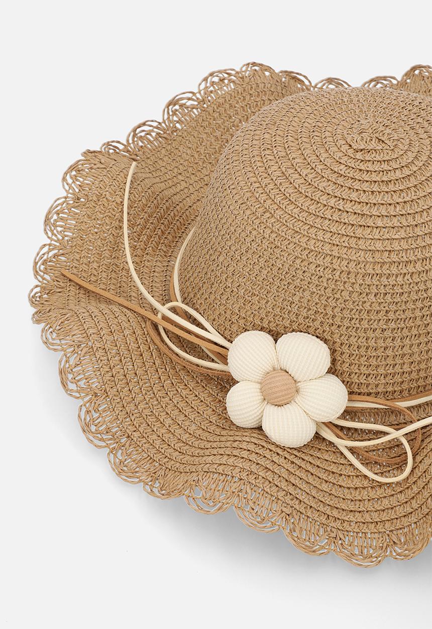 Pop Candy - Floral décor Straw hat - brown