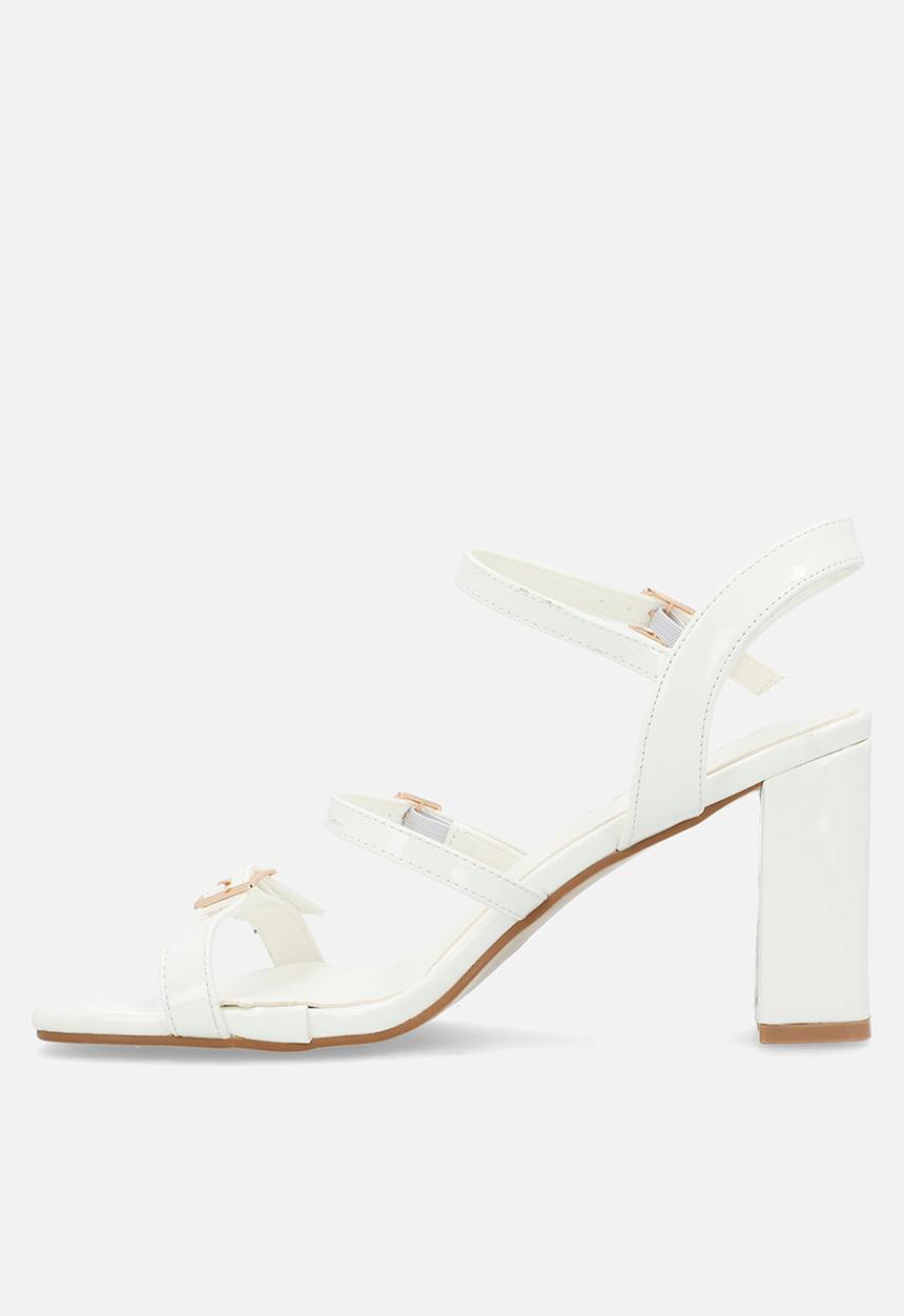 Miss Black - Whistle 1 strappy block heel - white