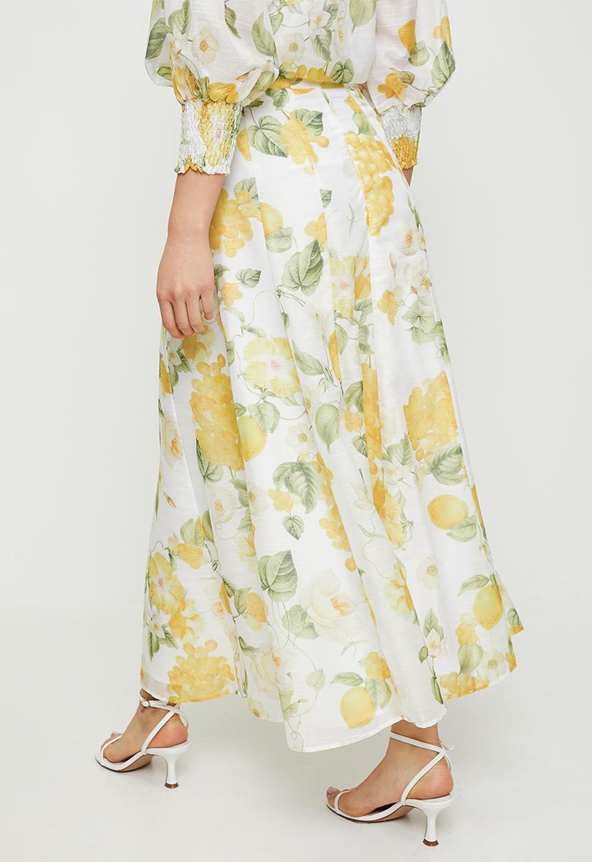 Stella Morgan - A-line skirt with lemon print detail - lemon sorbet