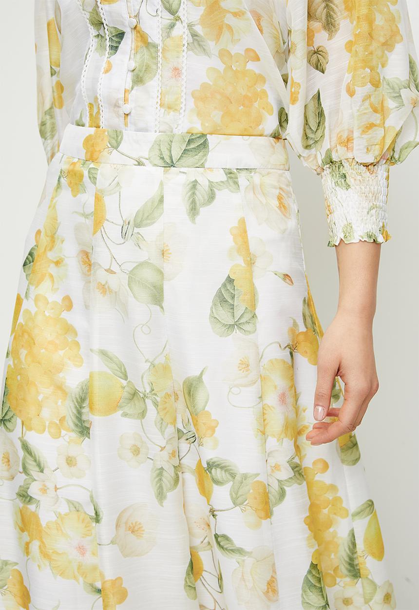 Stella Morgan - A-line skirt with lemon print detail - lemon sorbet