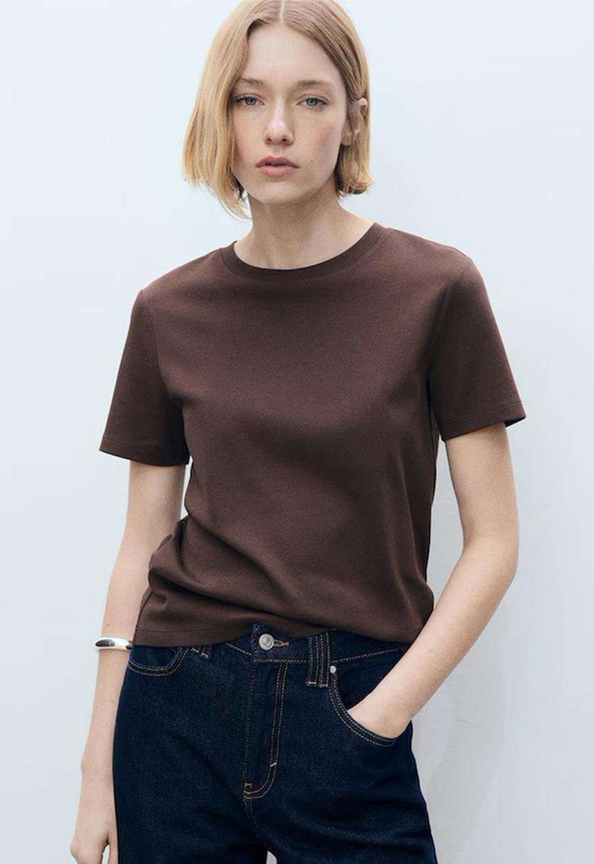 MANGO - T-Shirt Rita - Dark Brown