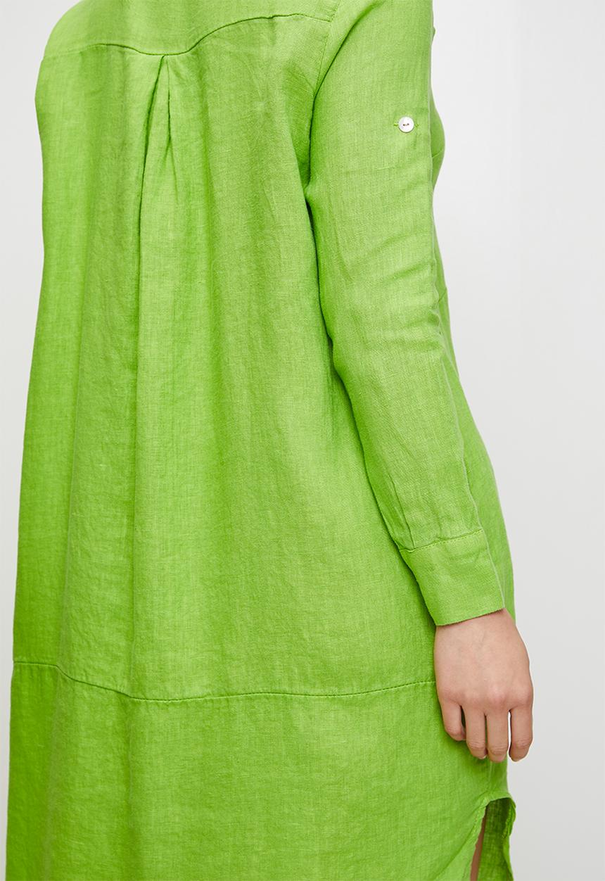 Stella Morgan - Linen Midi Dress With Front Scoop - Green