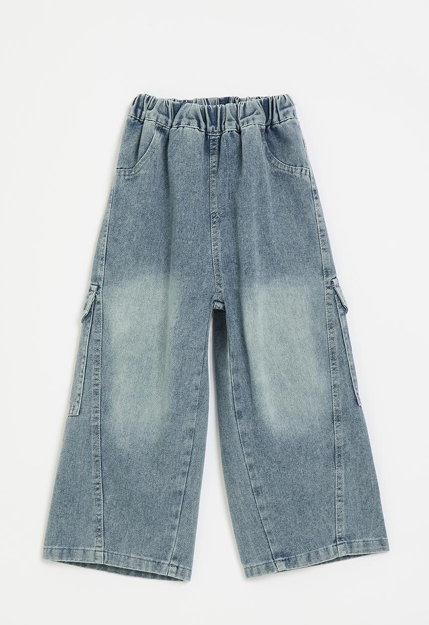 Pop Candy - Wide leg jeans with multi back pockets - blue