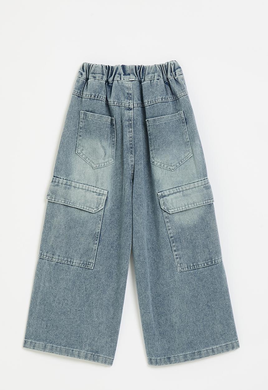 Pop Candy - Wide leg jeans with multi back pockets - blue