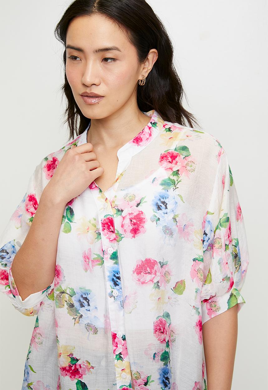 Stella Morgan - Easy wearing batwing floral blouse 1/2 sleeve - white multi