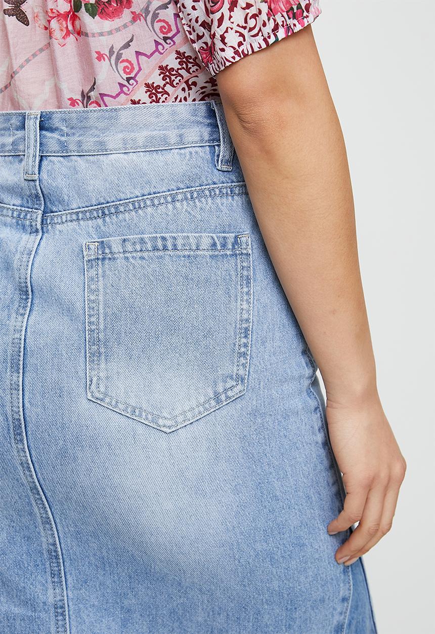 Stella Morgan - Maxi denim skirt with front slit detail - light wash