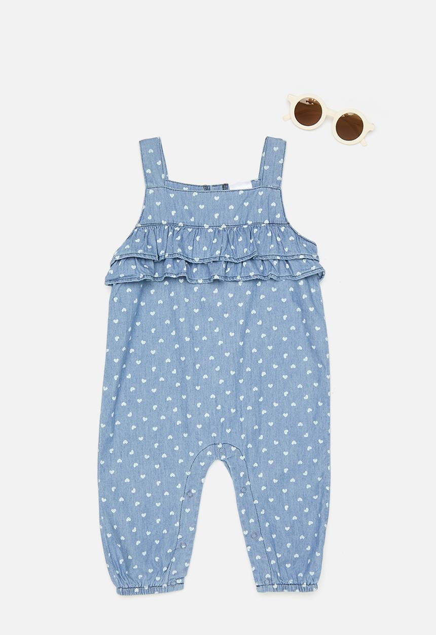 Pop Candy - Heart all-over print jumpsuit with sunnies - blue