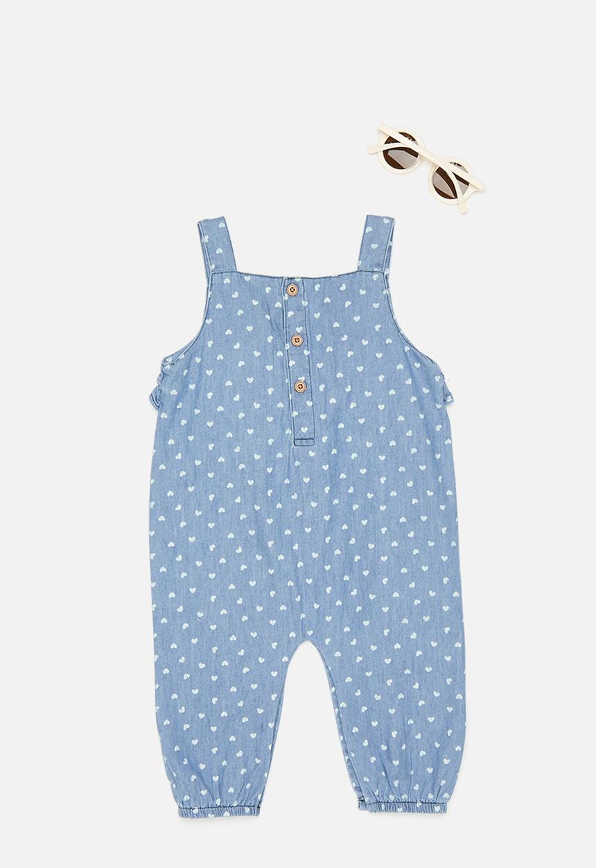 Pop Candy - Heart all-over print jumpsuit with sunnies - blue