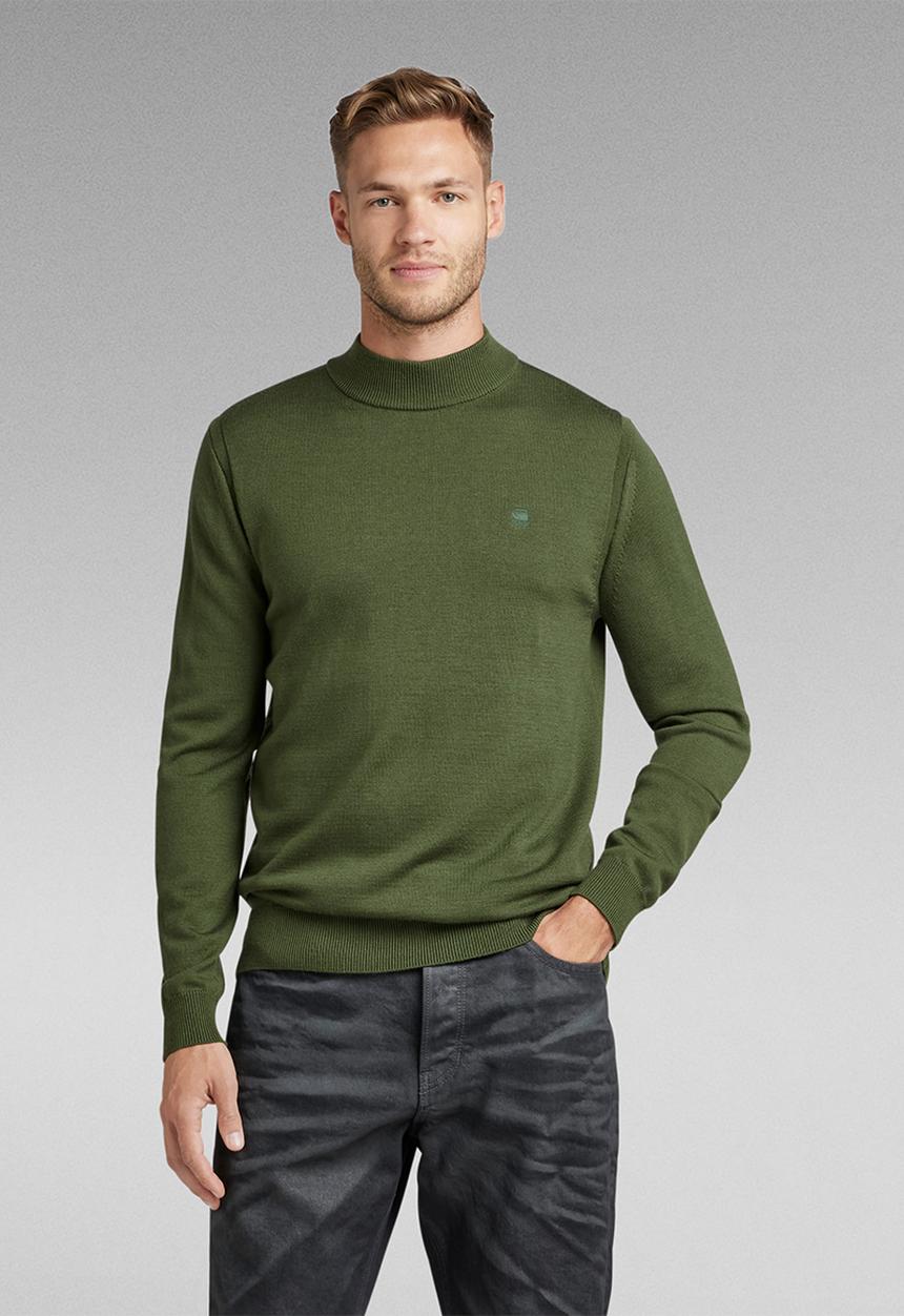 G-STAR - Premium core mock turtle knit  l\s - green