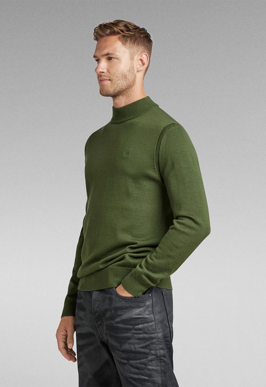 G-STAR - Premium core mock turtle knit  l\s - green