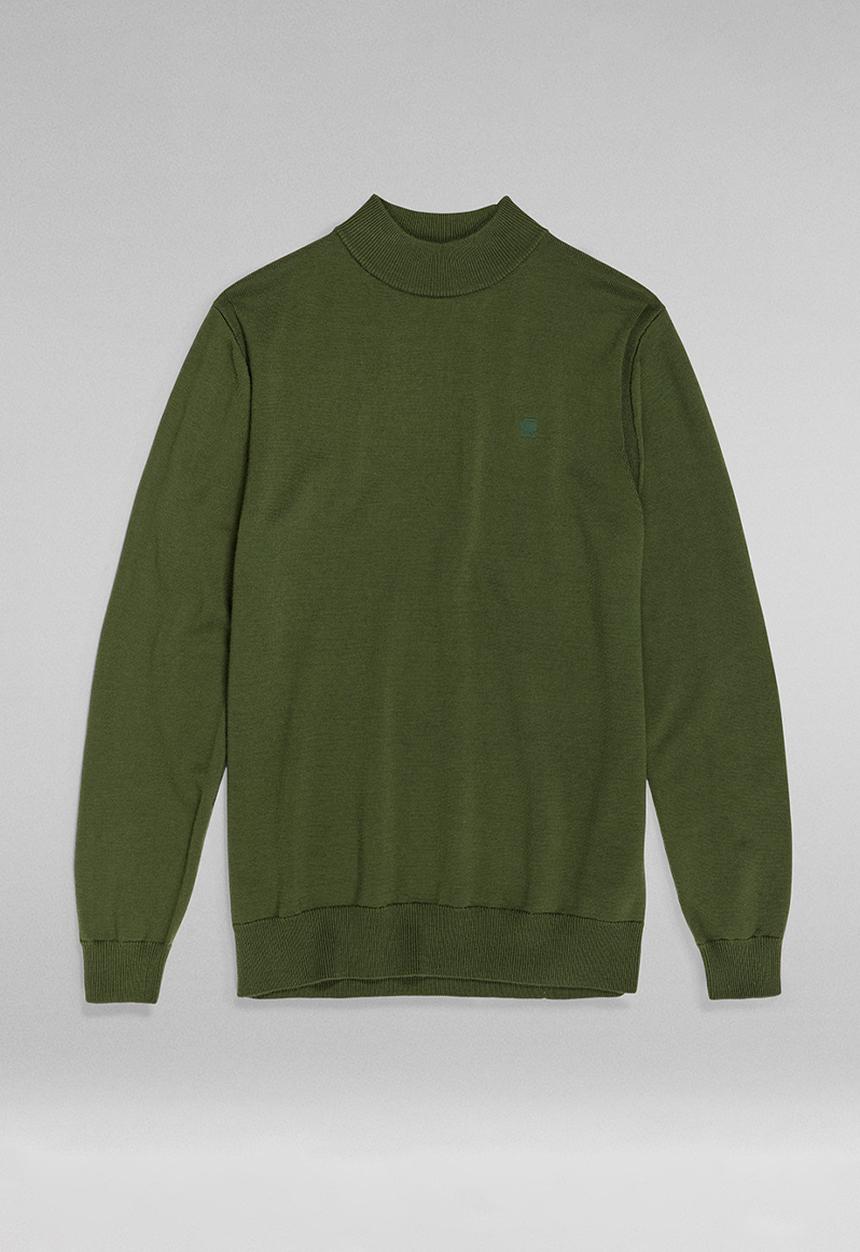 G-STAR - Premium core mock turtle knit  l\s - green