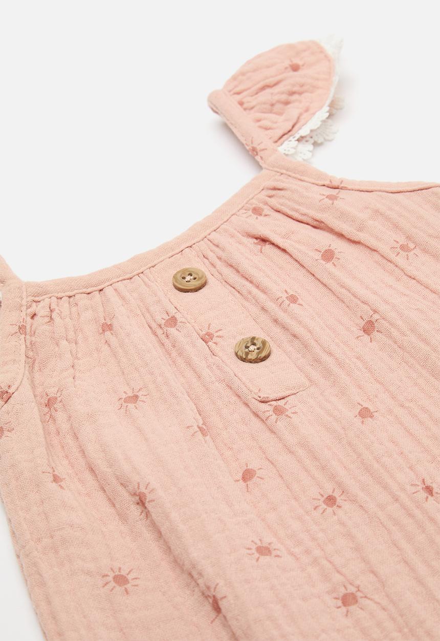 Pop Candy - Flutter sleeve jumpsuit with headband - pink/heart aop