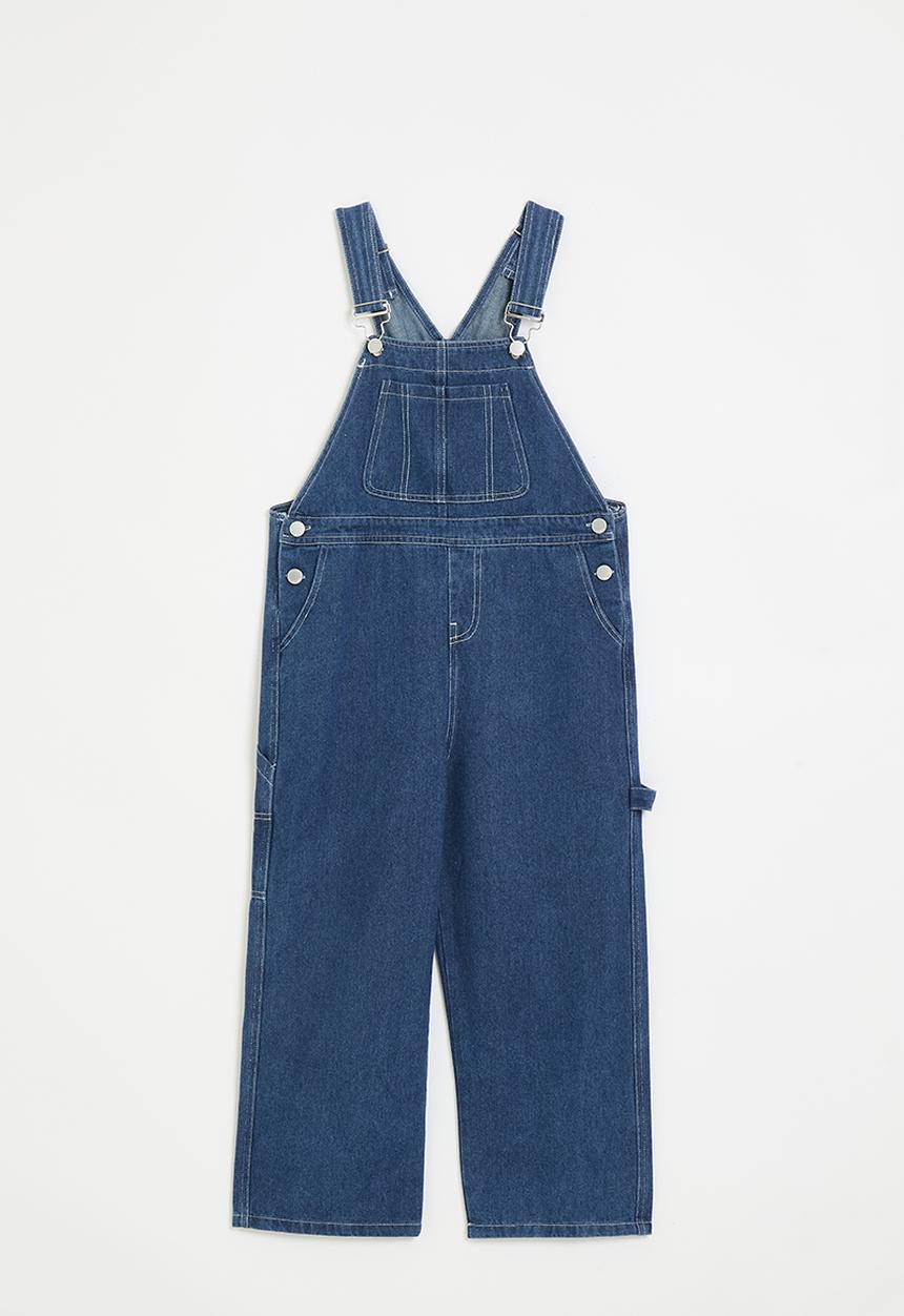 Pop Candy - Vintage wash denim dungarees - blue