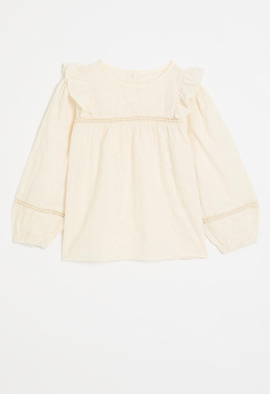 Pop Candy - Ruffle sleeve top - off white