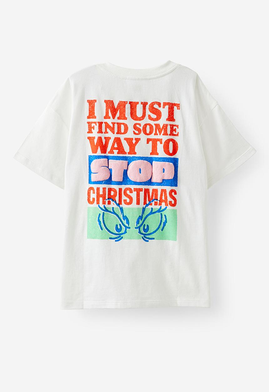 Cotton On - License drop shoulder short sleeve tee - lcn drs grinch stop/vanilla