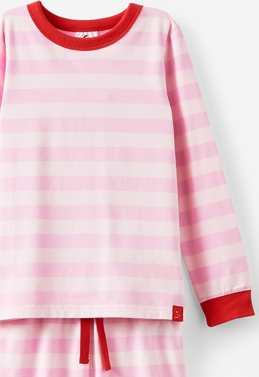 Cotton On - Ava long sleeve pyjama set - bobbi stripe fairy pink/tea party pink