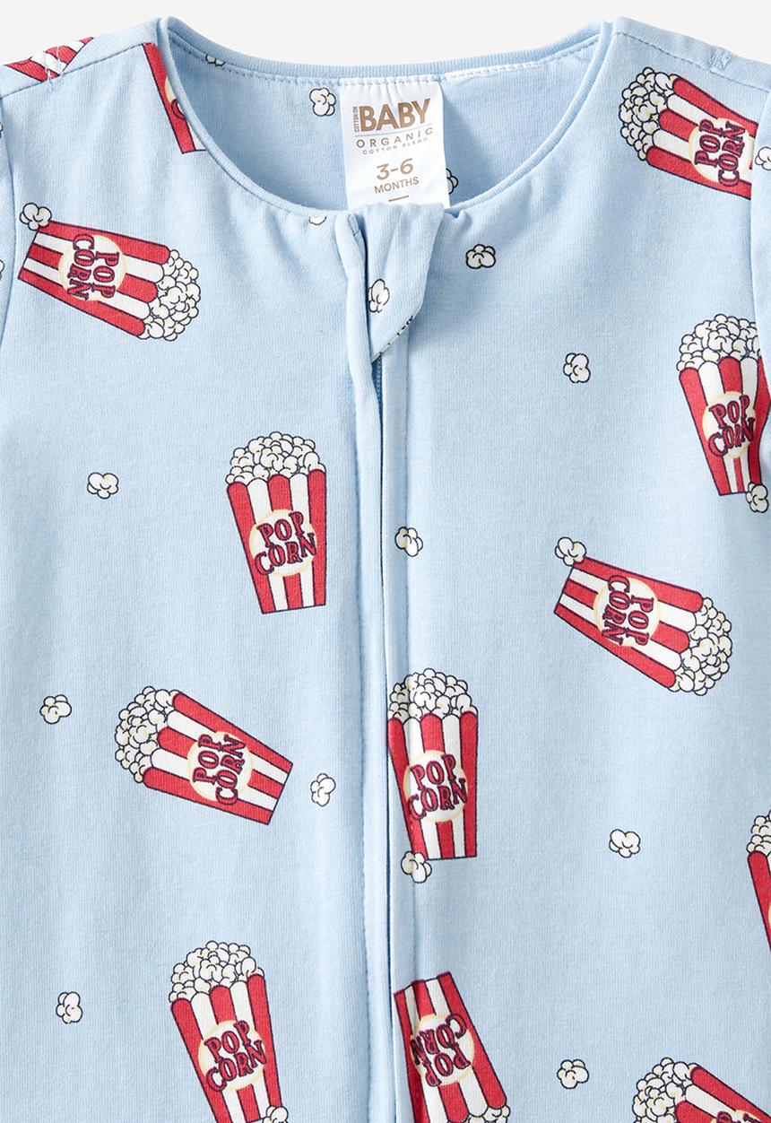 Cotton On - The short sleeve zip romper - dawn blue/popcorn