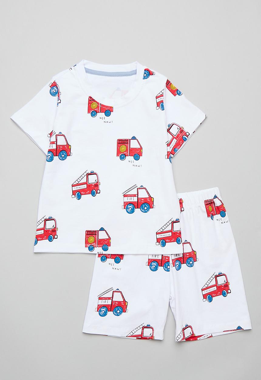 Pop Candy - Fire truck all-over print pj set - white