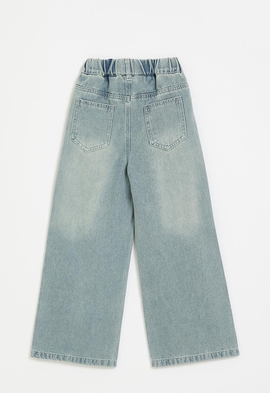 Pop Candy - Wide leg rhinestone jeans - light blue