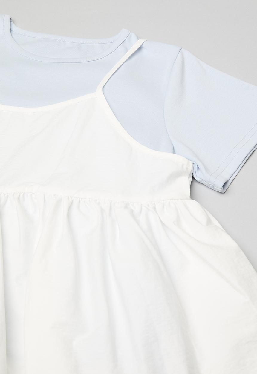 Pop Candy - Tee with peplum cami - pastel blue/white