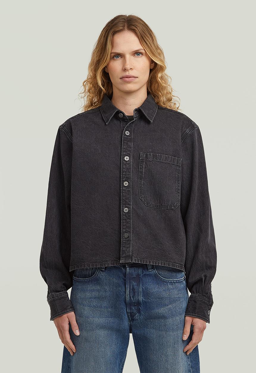 G-STAR - Boxy Relaxed 1-Pocket l\s Shirt Wmn - Black Rinse