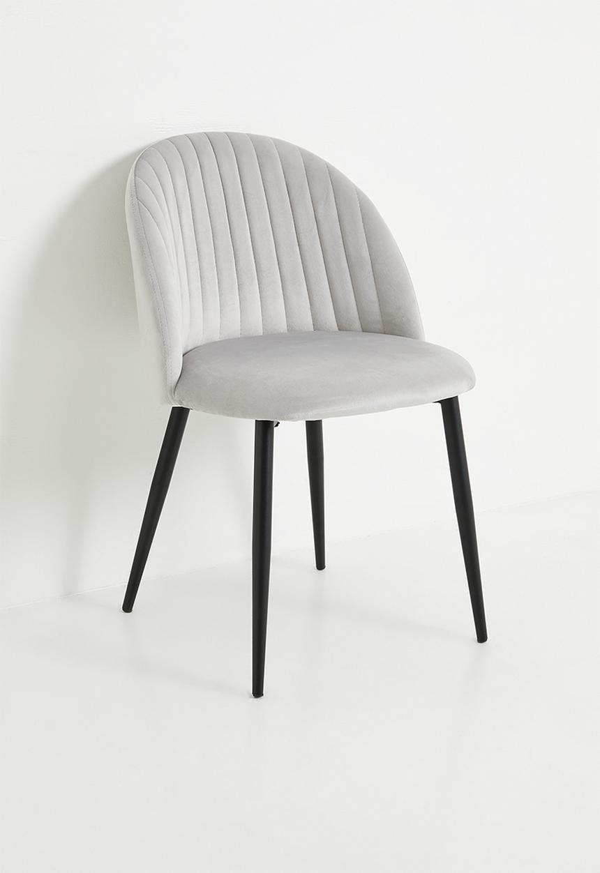 Sixth Floor - Pluto velvet dining set of 2 - light grey & black
