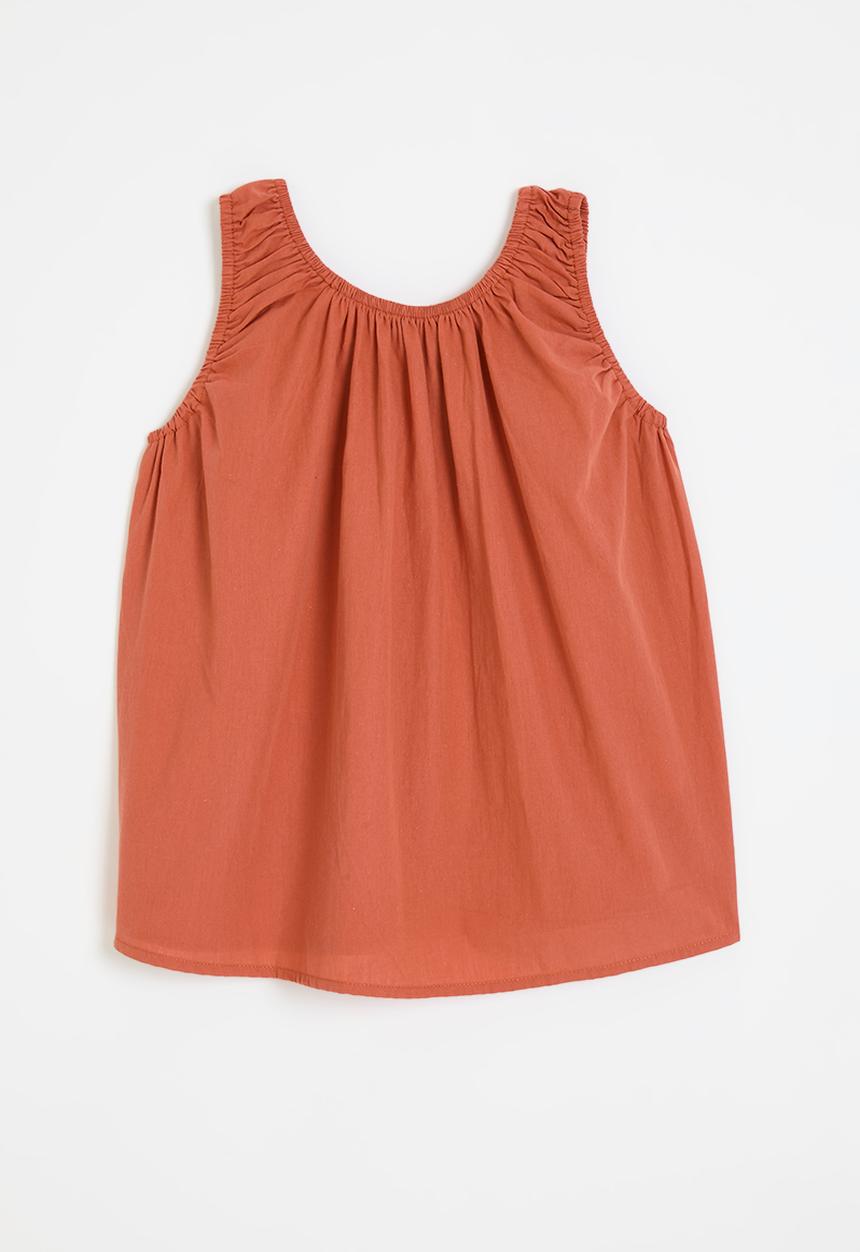 Pop Candy - Sleeveless elasticated top - burnt orange 