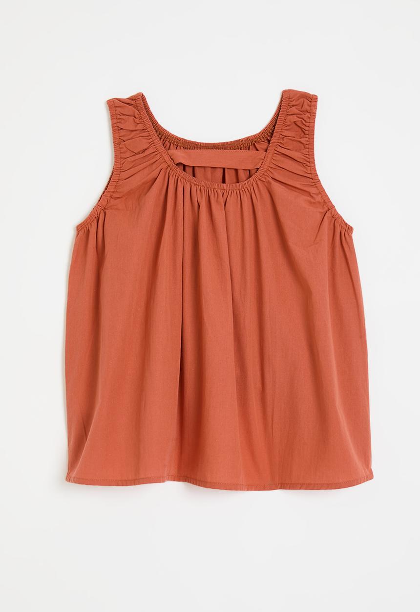 Pop Candy - Sleeveless elasticated top - burnt orange 